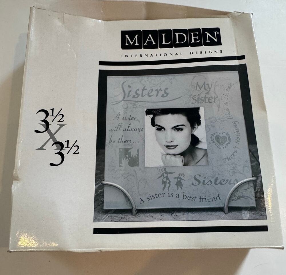 Vtg Malden Sisters Picture Frame Glass 3.5x3.5" w/Stand New
